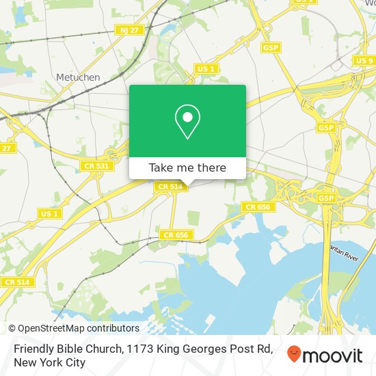 Friendly Bible Church, 1173 King Georges Post Rd map