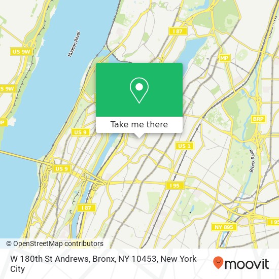 Mapa de W 180th St Andrews, Bronx, NY 10453