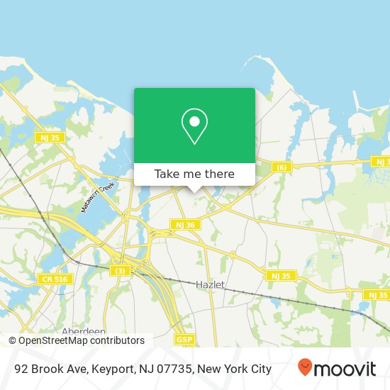 Mapa de 92 Brook Ave, Keyport, NJ 07735