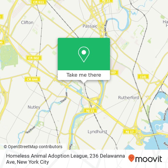 Mapa de Homeless Animal Adoption League, 236 Delawanna Ave