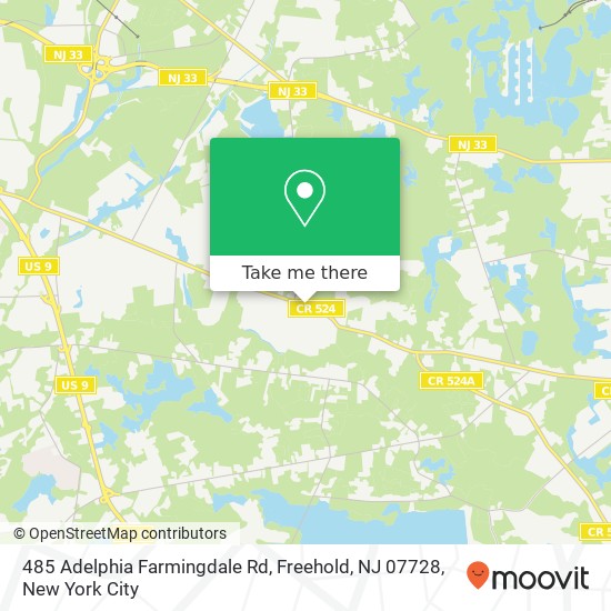 Mapa de 485 Adelphia Farmingdale Rd, Freehold, NJ 07728