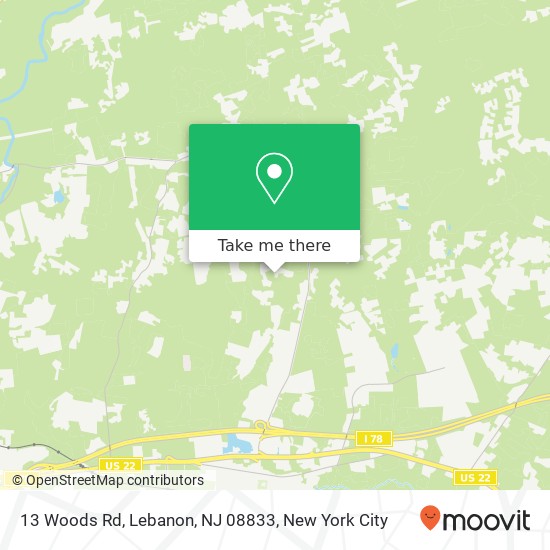 Mapa de 13 Woods Rd, Lebanon, NJ 08833