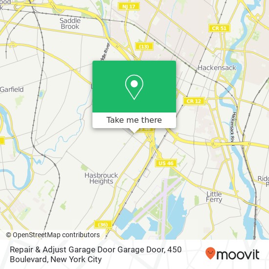 Mapa de Repair & Adjust Garage Door Garage Door, 450 Boulevard