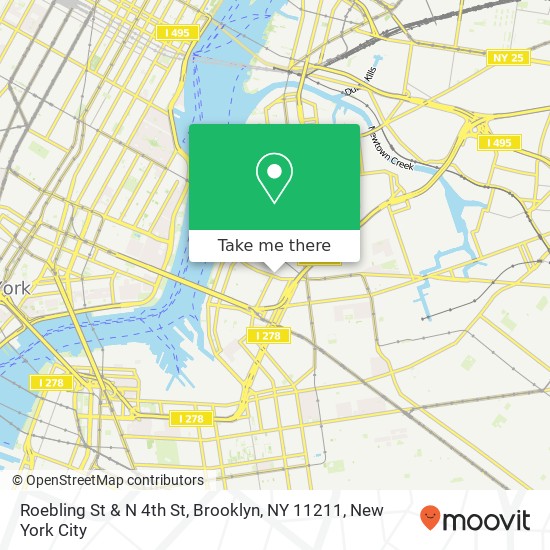 Mapa de Roebling St & N 4th St, Brooklyn, NY 11211