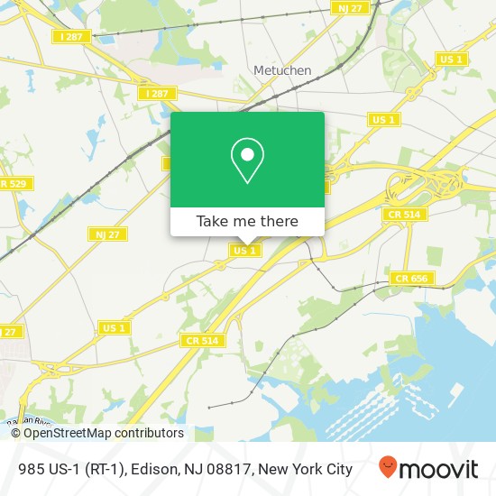 Mapa de 985 US-1 (RT-1), Edison, NJ 08817