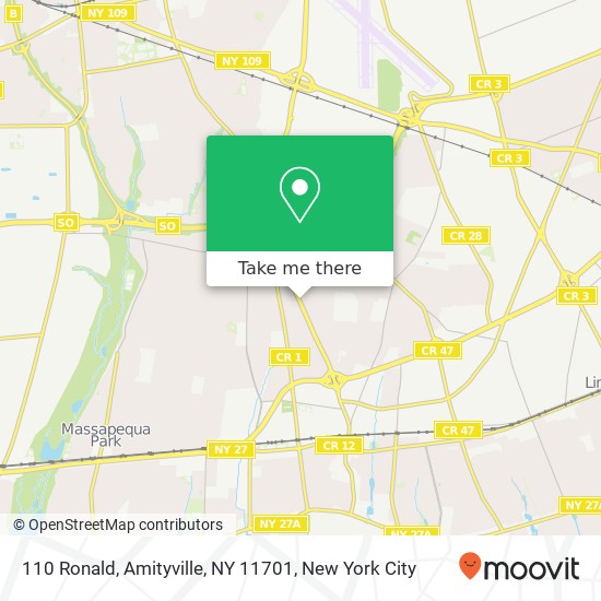 Mapa de 110 Ronald, Amityville, NY 11701