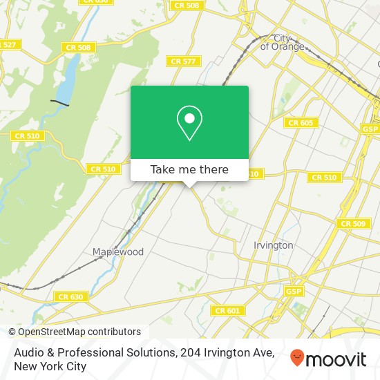 Mapa de Audio & Professional Solutions, 204 Irvington Ave