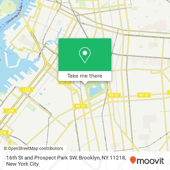 Mapa de 16th St and Prospect Park SW, Brooklyn, NY 11218