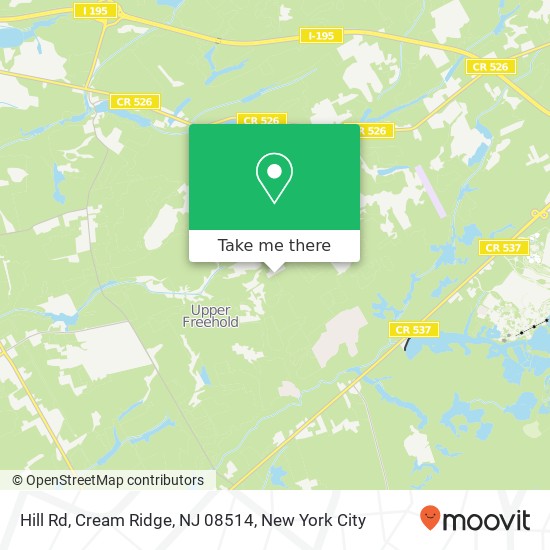 Mapa de Hill Rd, Cream Ridge, NJ 08514