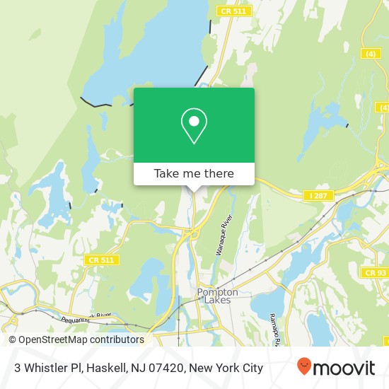 Mapa de 3 Whistler Pl, Haskell, NJ 07420