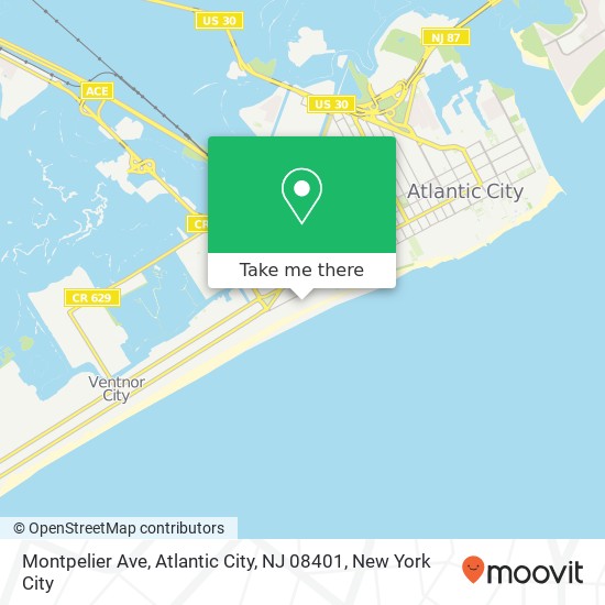 Mapa de Montpelier Ave, Atlantic City, NJ 08401