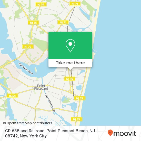 Mapa de CR-635 and Railroad, Point Pleasant Beach, NJ 08742