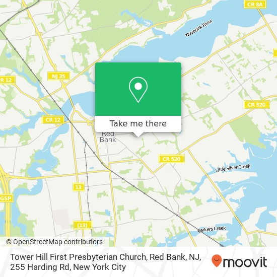 Mapa de Tower Hill First Presbyterian Church, Red Bank, NJ, 255 Harding Rd