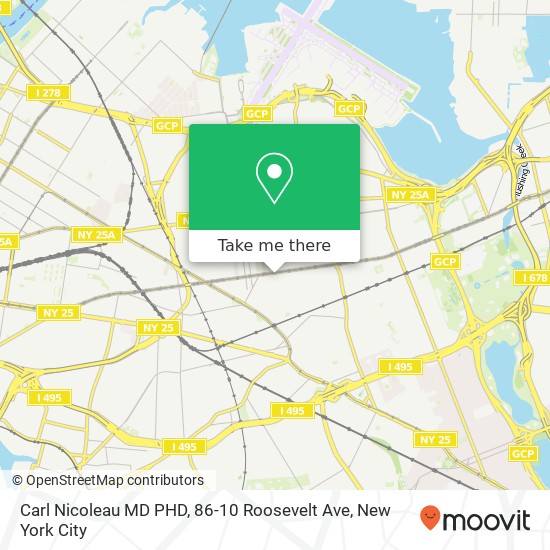 Mapa de Carl Nicoleau MD PHD, 86-10 Roosevelt Ave