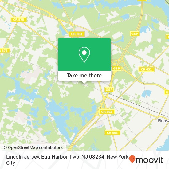 Mapa de Lincoln Jersey, Egg Harbor Twp, NJ 08234