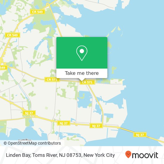 Mapa de Linden Bay, Toms River, NJ 08753