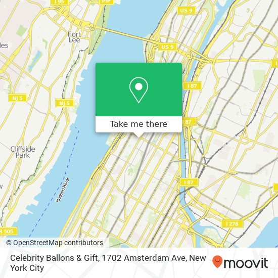 Celebrity Ballons & Gift, 1702 Amsterdam Ave map