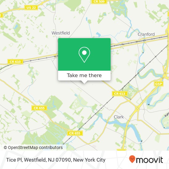 Mapa de Tice Pl, Westfield, NJ 07090