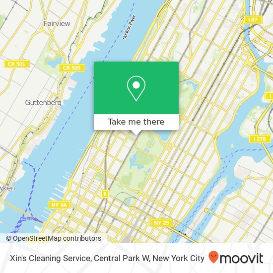 Xin's Cleaning Service, Central Park W map