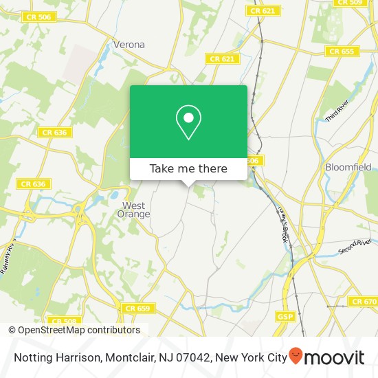 Mapa de Notting Harrison, Montclair, NJ 07042