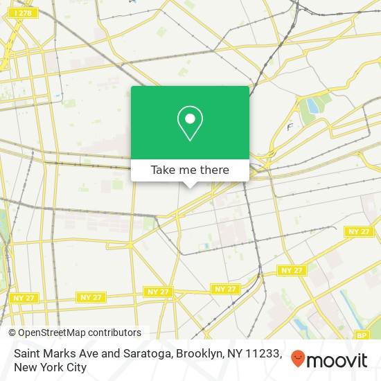 Saint Marks Ave and Saratoga, Brooklyn, NY 11233 map