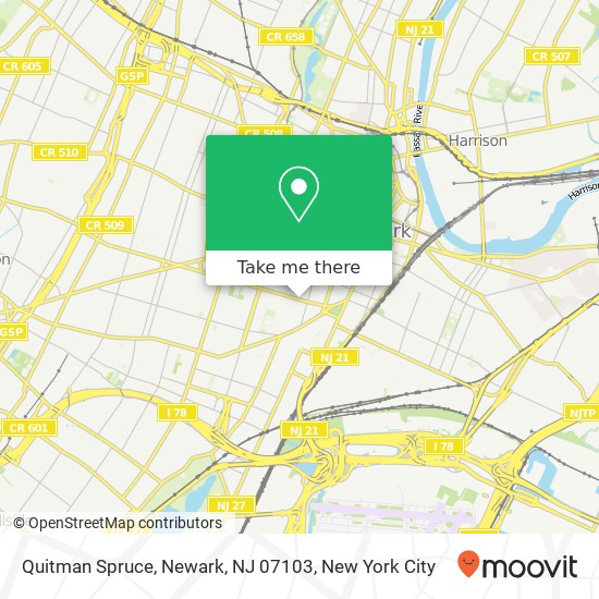 Mapa de Quitman Spruce, Newark, NJ 07103