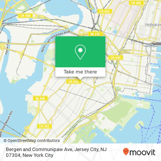 Mapa de Bergen and Communipaw Ave, Jersey City, NJ 07304