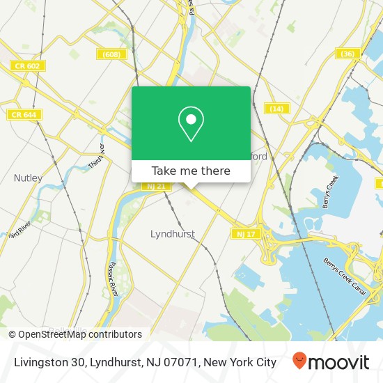 Mapa de Livingston 30, Lyndhurst, NJ 07071