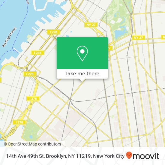Mapa de 14th Ave 49th St, Brooklyn, NY 11219