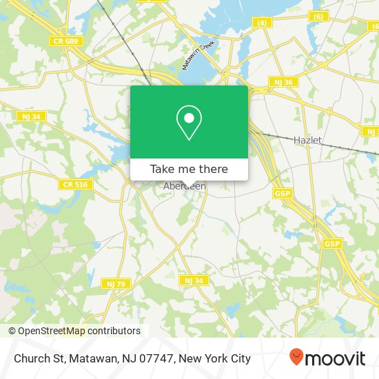 Mapa de Church St, Matawan, NJ 07747