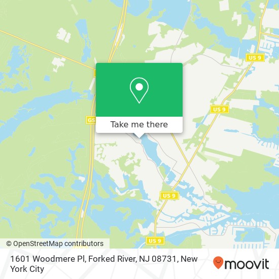 Mapa de 1601 Woodmere Pl, Forked River, NJ 08731