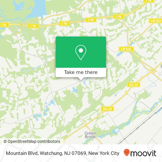 Mapa de Mountain Blvd, Watchung, NJ 07069