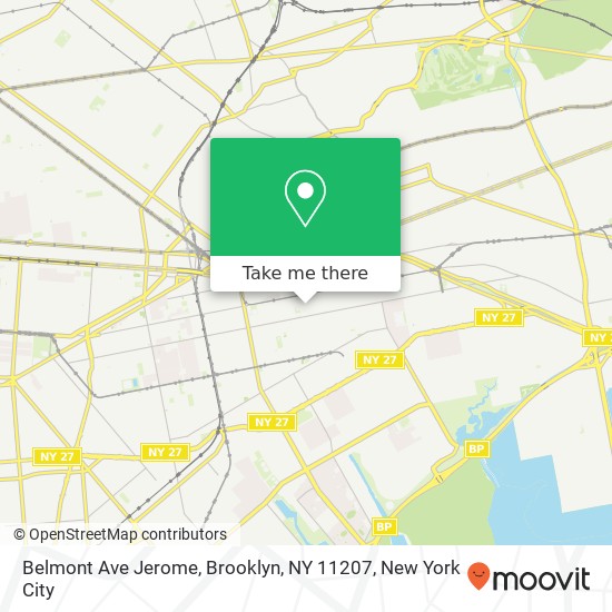 Mapa de Belmont Ave Jerome, Brooklyn, NY 11207