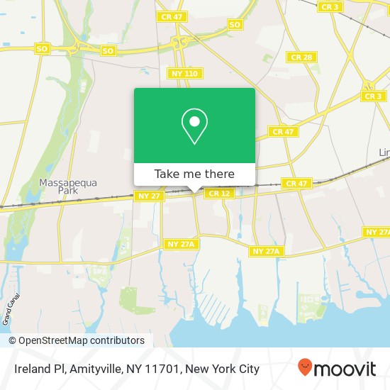 Mapa de Ireland Pl, Amityville, NY 11701