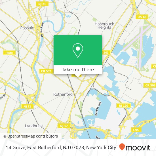 Mapa de 14 Grove, East Rutherford, NJ 07073