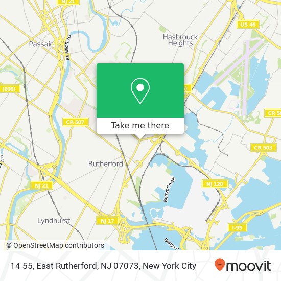 Mapa de 14 55, East Rutherford, NJ 07073