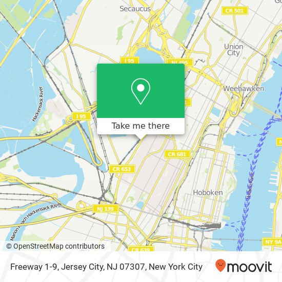 Mapa de Freeway 1-9, Jersey City, NJ 07307