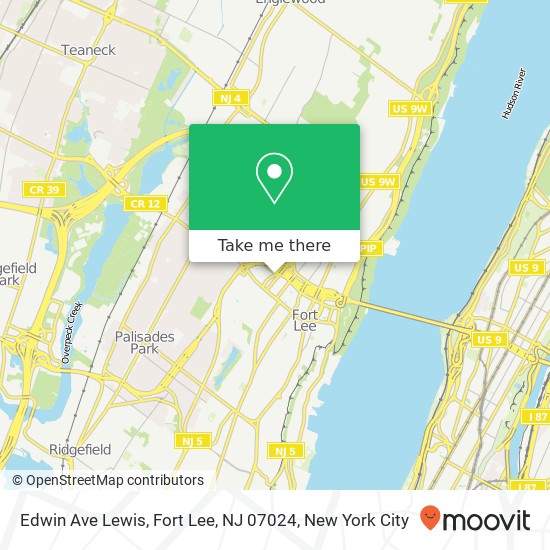 Mapa de Edwin Ave Lewis, Fort Lee, NJ 07024