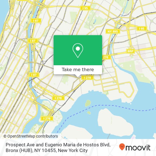 Mapa de Prospect Ave and Eugenio Maria de Hostos Blvd, Bronx (HUB), NY 10455