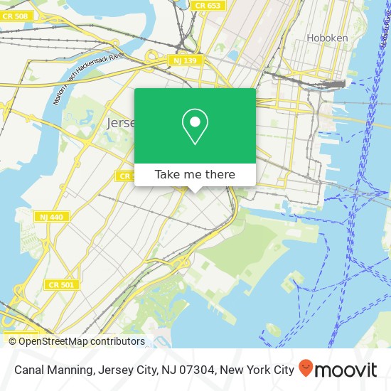 Mapa de Canal Manning, Jersey City, NJ 07304