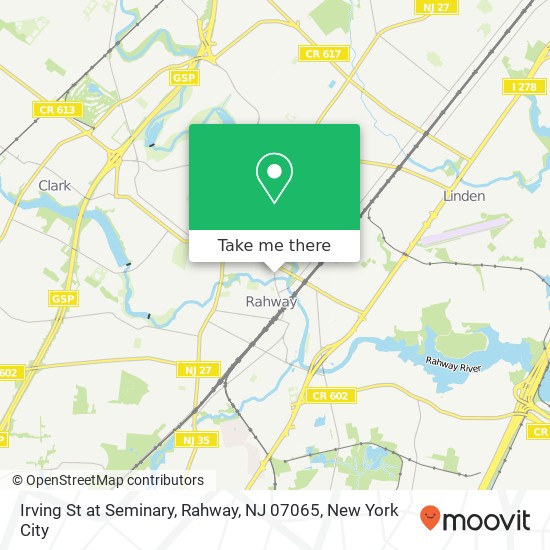 Irving St at Seminary, Rahway, NJ 07065 map