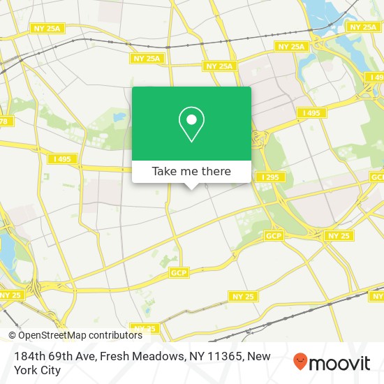 Mapa de 184th 69th Ave, Fresh Meadows, NY 11365