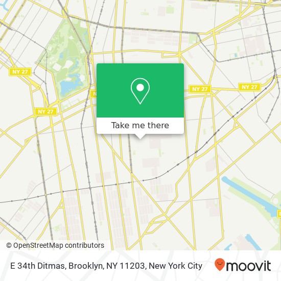 Mapa de E 34th Ditmas, Brooklyn, NY 11203