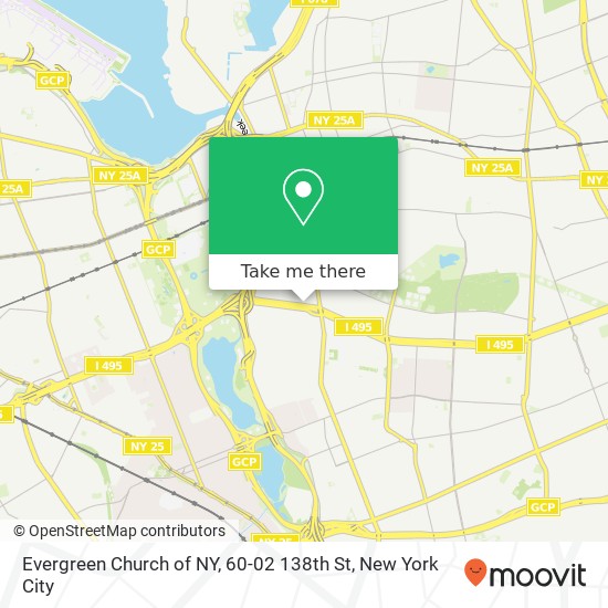 Mapa de Evergreen Church of NY, 60-02 138th St