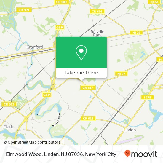 Mapa de Elmwood Wood, Linden, NJ 07036