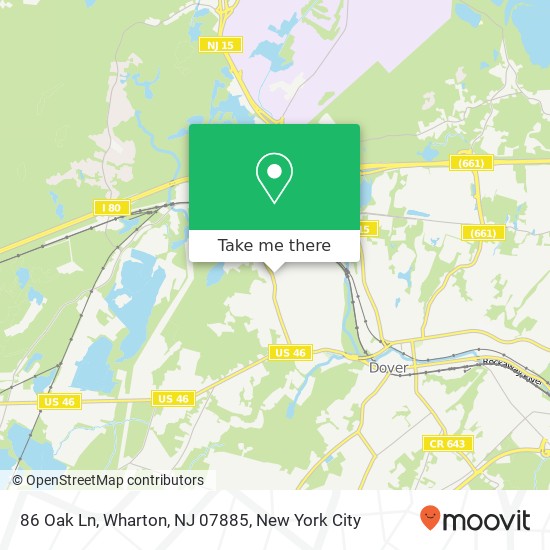 Mapa de 86 Oak Ln, Wharton, NJ 07885