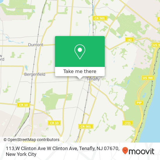 Mapa de 113,W Clinton Ave W Clinton Ave, Tenafly, NJ 07670