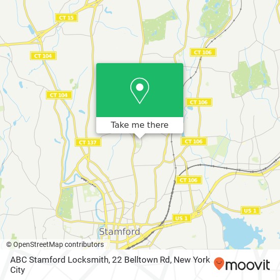 Mapa de ABC Stamford Locksmith, 22 Belltown Rd