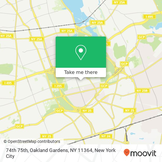 Mapa de 74th 75th, Oakland Gardens, NY 11364