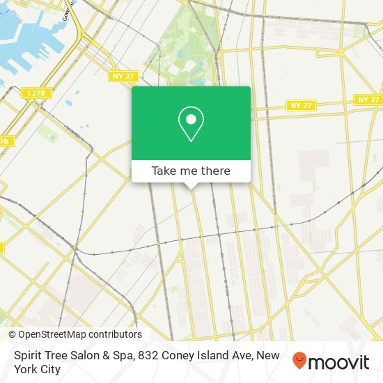 Mapa de Spirit Tree Salon & Spa, 832 Coney Island Ave